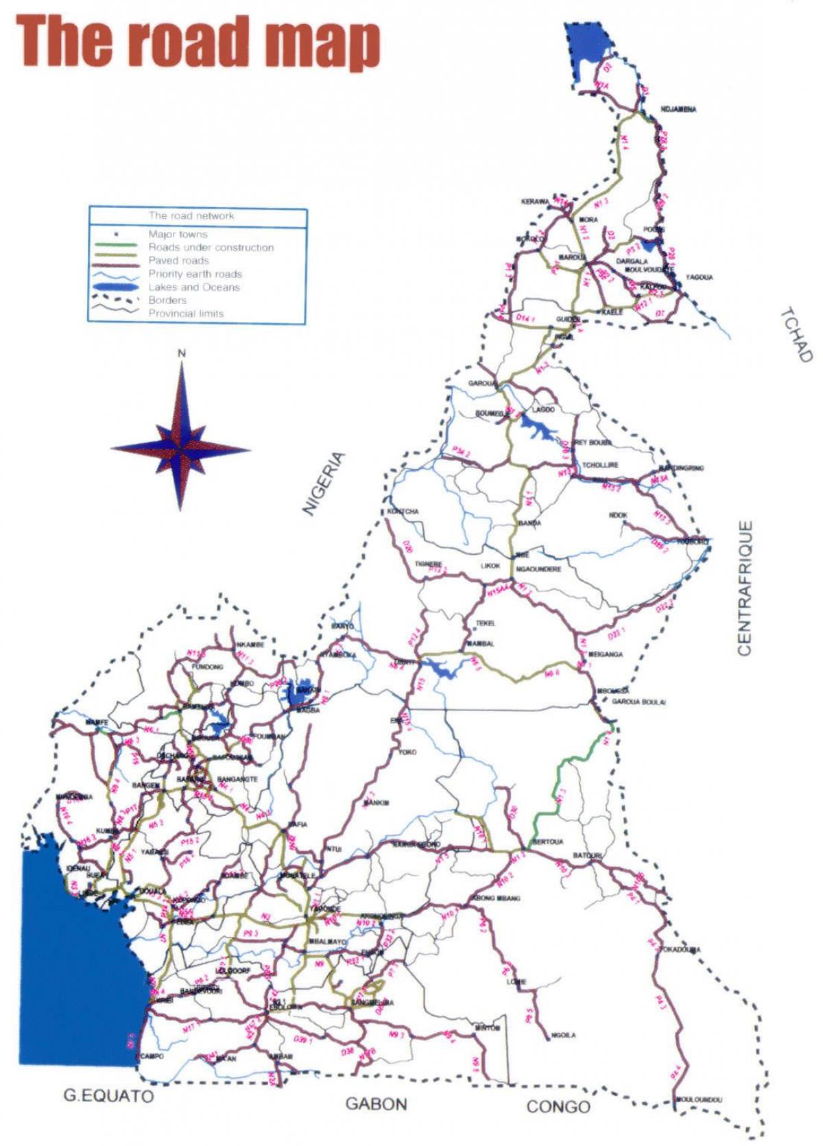 Քարտեզ ճանապարհների Կամերուն 